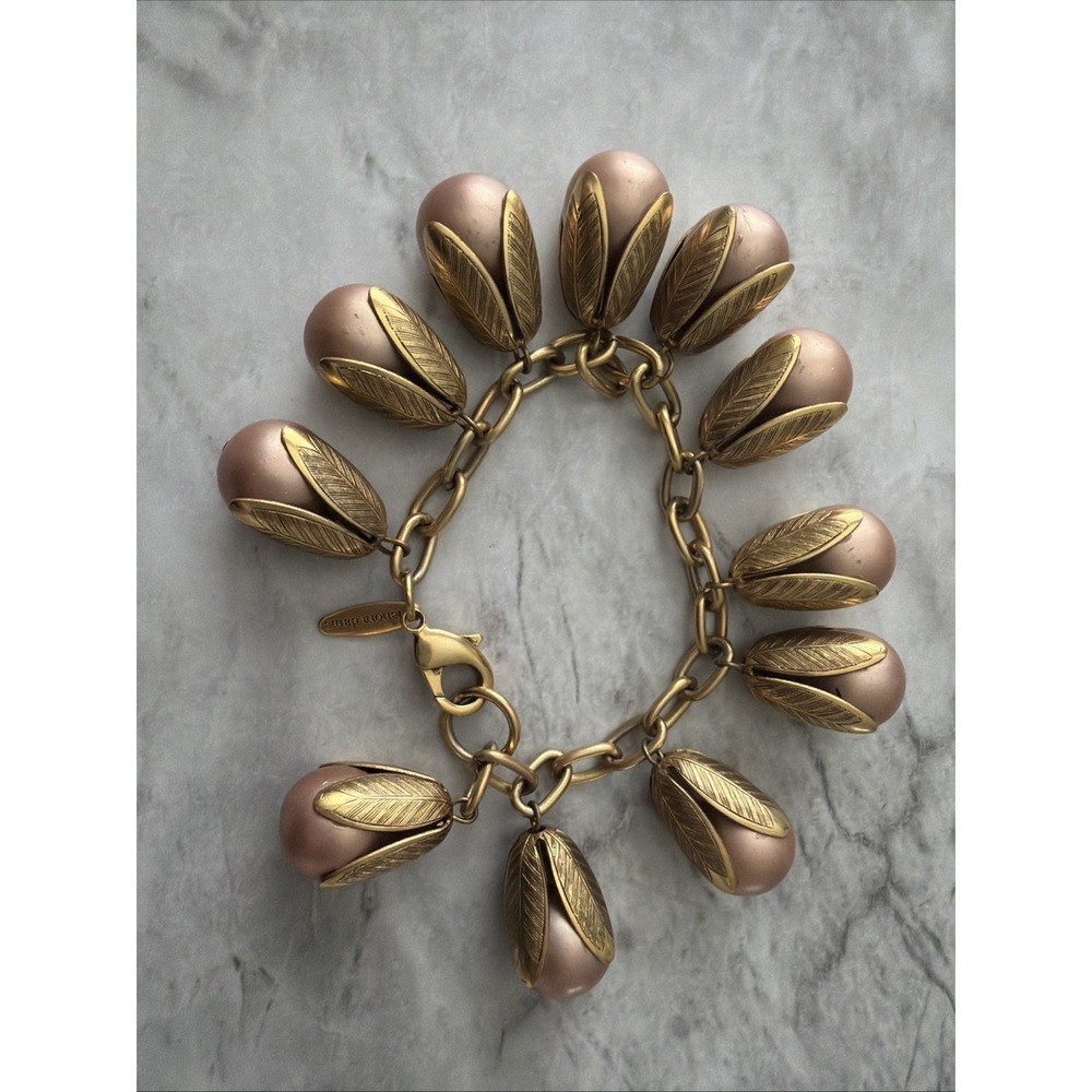 Vintage Lenora Dame Bead Cap Pearls Charm Bracelet